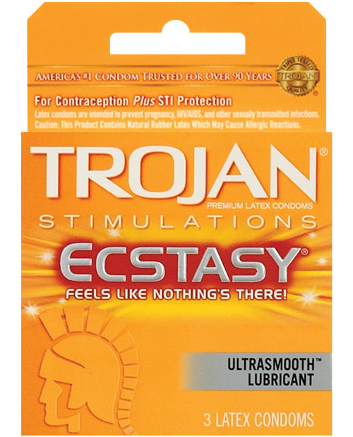 Trojan Ultra Ribbed Ecstasy Condoms - Box Of 3 - LUST Depot