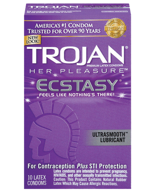 Trojan Her Pleasure Ecstasy Condoms - Box Of 10 - LUST Depot