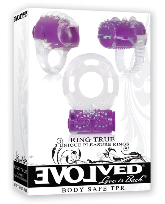Evolved Ring True Unique Pleasure Rings Kit - 3 Pack Clear-purple - LUST Depot