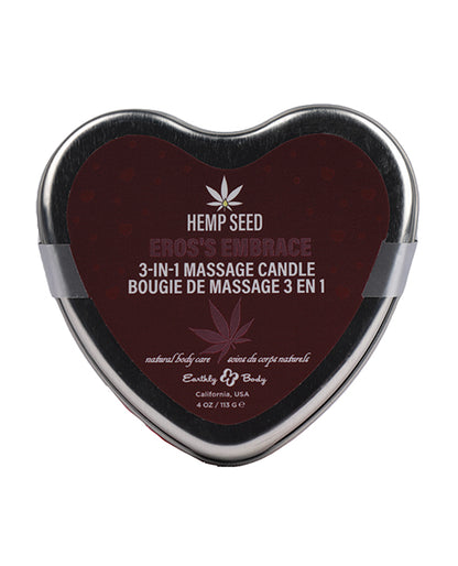 Earthly Body 2024 Valentines 3 In 1 Massage Heart Candle - 4 Oz Eros Embrace