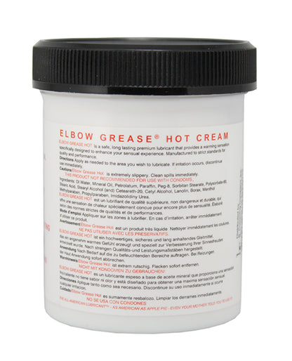 Elbow Grease Hot Cream - 4 Oz Jar - LUST Depot