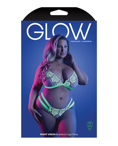 Glow Night Vision Glow In The Dark Bralette & Cage Panty Qn - LUST Depot
