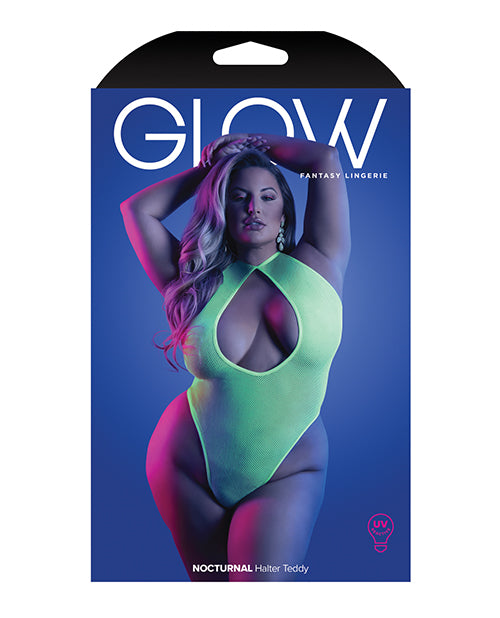 Glow Nocturnal Halter Teddy Neon Chartreuse Qn - LUST Depot