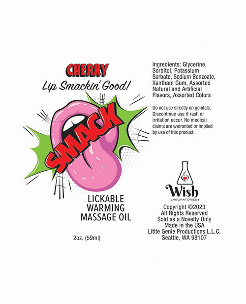 Smack Warming Massage Oil - 2 Oz Cherry - LUST Depot