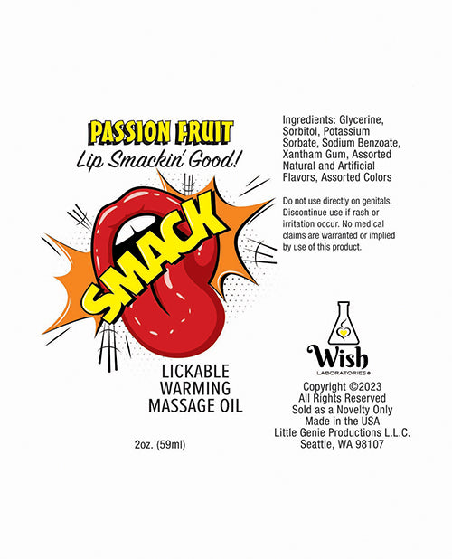 Smack Warming Massage Oil - 2 Oz Passion Fruit - LUST Depot