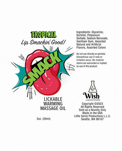 Smack Warming Massage Oil - 2 Oz Tropical - LUST Depot