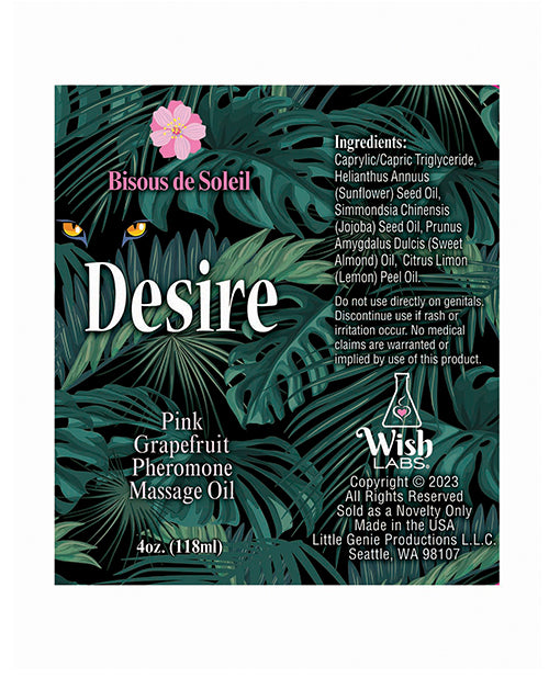 Desire Pheromone Massage Oil - 4 Oz Pink Grapefruit - LUST Depot