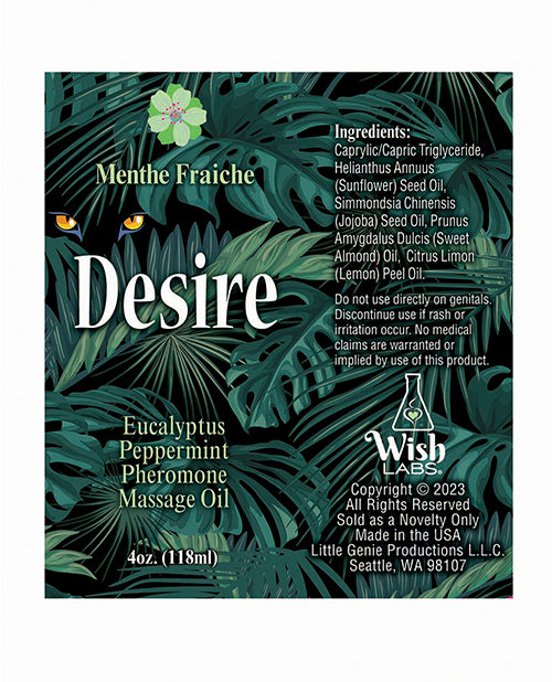 Desire Pheromone Massage Oil - 4 Oz Eucalyptus/peppermint - LUST Depot