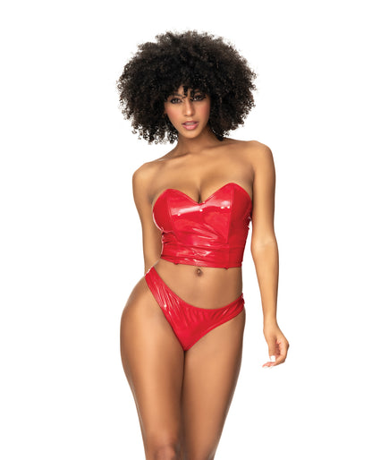 Wet Look Two In One Babydoll Red Sm - LUST Depot