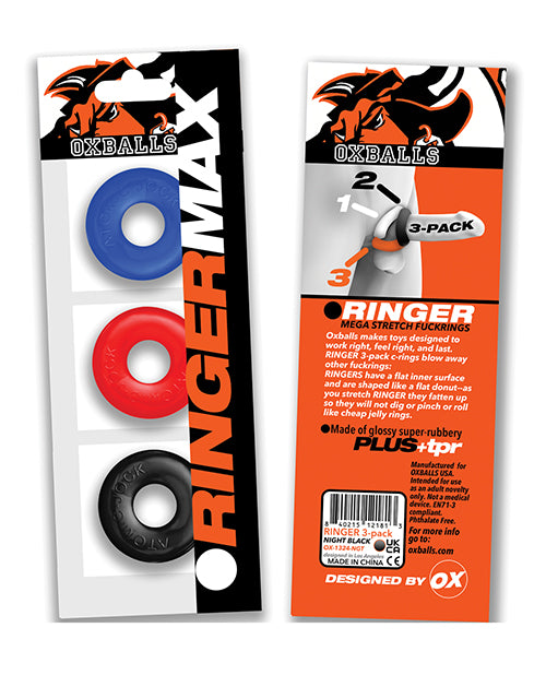 Oxballs Ringer Max 3 Pack Cockrings - Multi Color