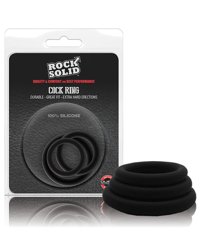 Rock Solid Tri-pack Silicone Gasket Cockrings - Black - LUST Depot