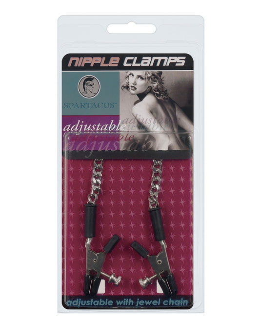 Spartacus Adjustable Alligator Nipple Clamps W-silver Chain - LUST Depot