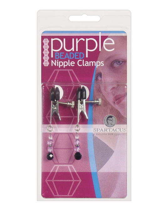 Spartacus Adjustable Broad Tip Nipple Clamps W-purple Beads - LUST Depot