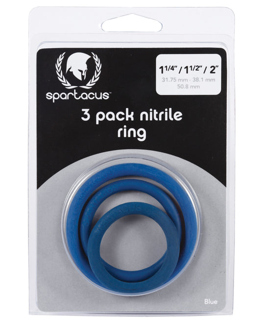 Spartacus Nitrile Cock Ring Set - Blue Pack Of 3 - LUST Depot