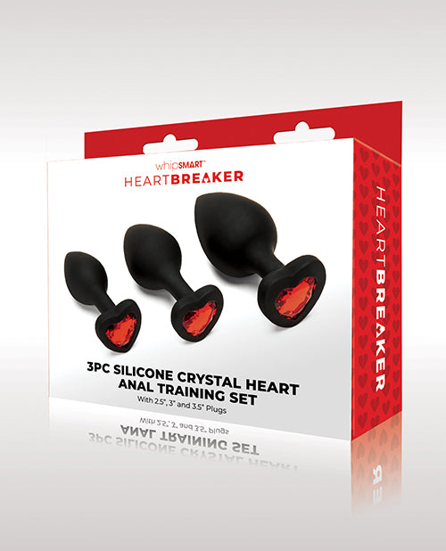 Whipsmart Heartbreaker 3 Pc Crystal Heart Anal Training Set - Black/red - LUST Depot