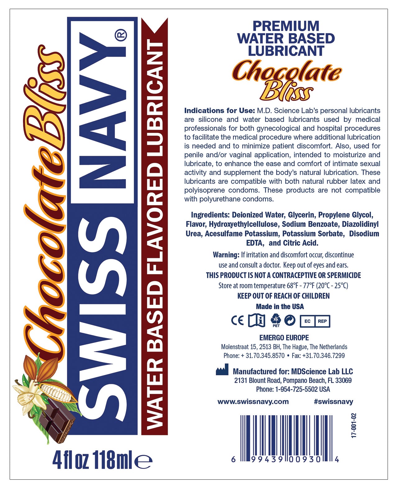 Swiss Navy Flavors - 4 Oz Chocolate Bliss - LUST Depot