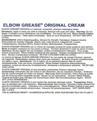 Elbow Grease Original Cream - 9 Oz Jar - LUST Depot