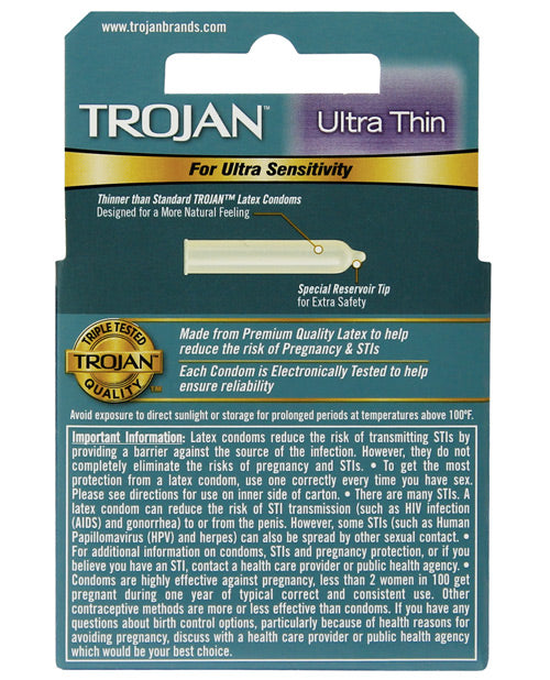 Trojan Ultra Thin Lubricated Condoms - Box Of 3 - LUST Depot