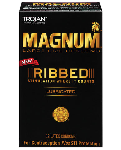 Trojan Magnum Ribbed Condoms - Box Of 12 - LUST Depot