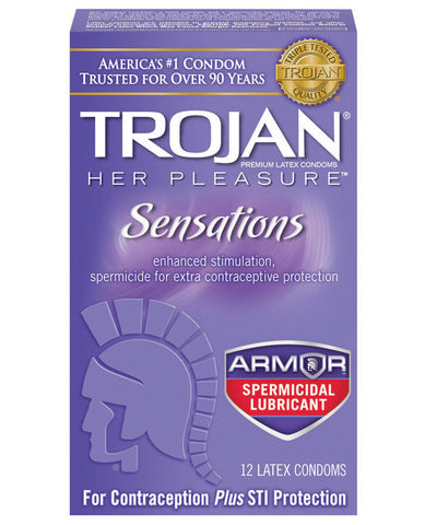 Trojan Her Pleasure Spermicidal Lubricant Condoms - Box Of 12 - LUST Depot