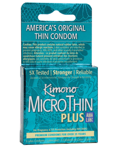 Kimono Micro Thin Aqua Lube Condom - Box Of 3 - LUST Depot