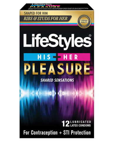 Lifestyles His & Her Pleasure Condoms - Pack Of 12 - LUST Depot