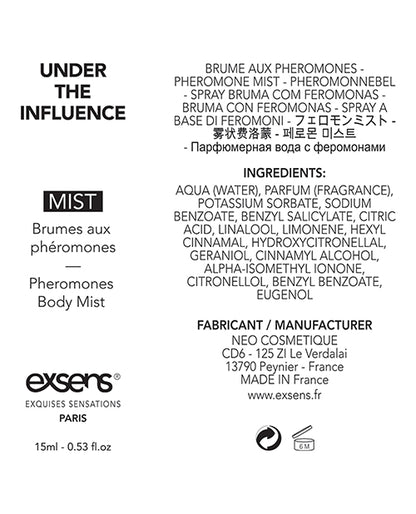 Exsens Of Paris Body Mist With Pheromones - 15 Ml Under The Influence - LUST Depot