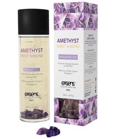 Exsens Of Paris Organic Massage Oil W-stones - Amethyst Sweet Almond - LUST Depot