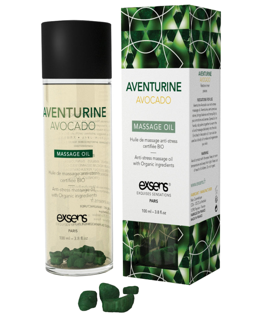 Exsens Of Paris Organic Massage Oil W-stones - Aventurine Avocado - LUST Depot