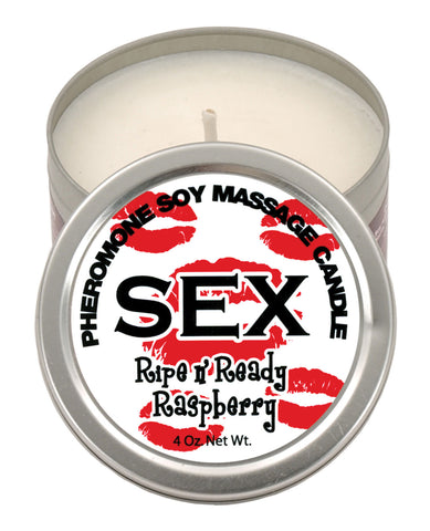 Ripe-n-ready Pheromone Soy Massage Candle - 4 Oz Raspberry - LUST Depot