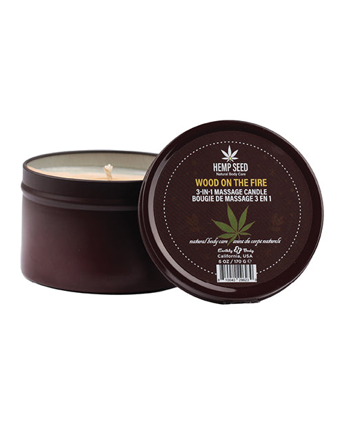 Earthly Body 2023 Holiday 3 In 1 Massage Candle - 6 Oz Wood On The Fire - LUST Depot