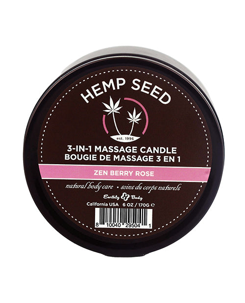 Earthly Body Suntouched Hemp Candle - 6 Oz Round Tin Zen Berry Rose - LUST Depot