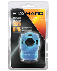 Blush Stay Hard Vibrating Reusable 5 Function Cock Ring - Blue - LUST Depot