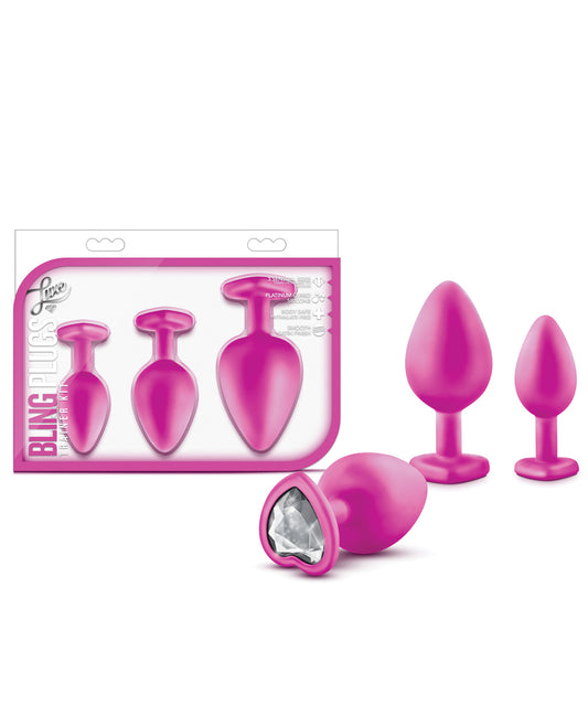 Blush Luxe Bling Plugs Training Kit - Pink W-white Gems - LUST Depot