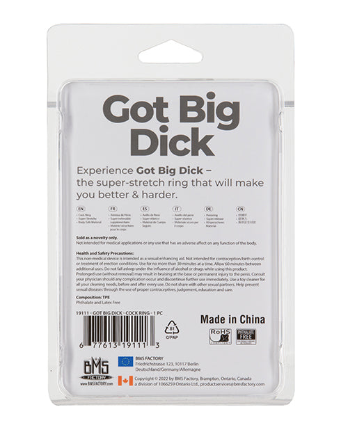 Got Big Dick Single Bumper Ring - Black - LUST Depot