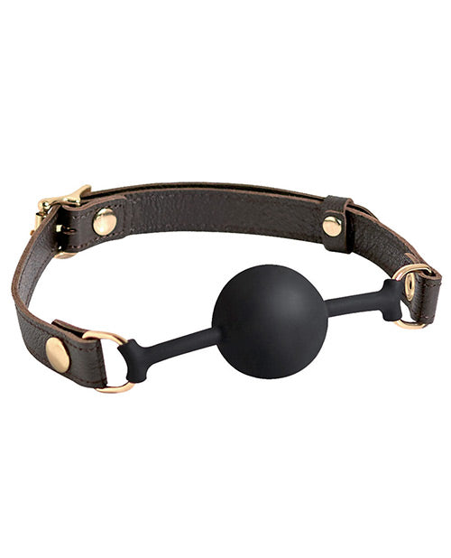 Spartacus Silicone Ball Gag - Brown Leather Strap 43mm Ball - LUST Depot