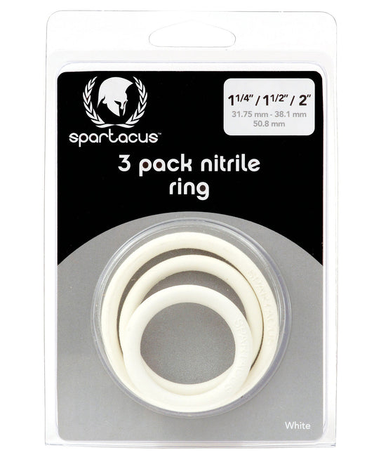 Spartacus Nitrile Cock  Ring Set - White Pack Of 3 - LUST Depot