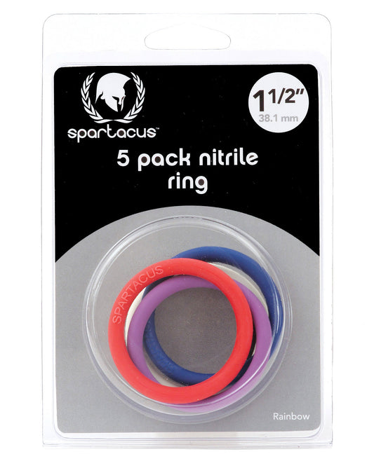 Spartacus 1.5" Nitrile Cock  Ring Set - Asst. Colors Pack Of 5 - LUST Depot