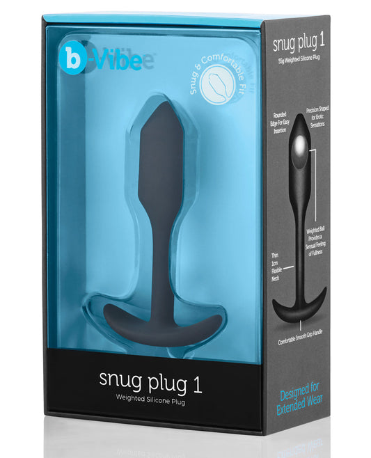 B-vibe Weighted Snug Plug 1 - .55 G Black - LUST Depot