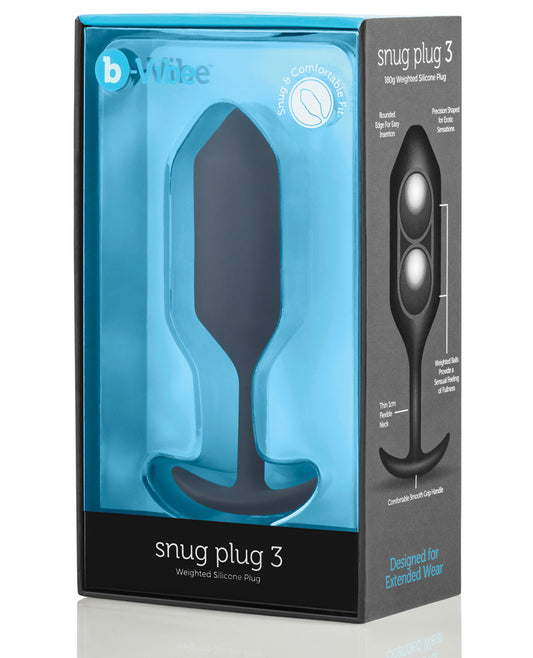 B-vibe Weighted Snug Plug 3 - .180 G Black - LUST Depot