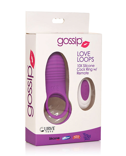 Curve Toys Gossip Love Loops 10x Silicone Cock Ring W/remote - Violet - LUST Depot