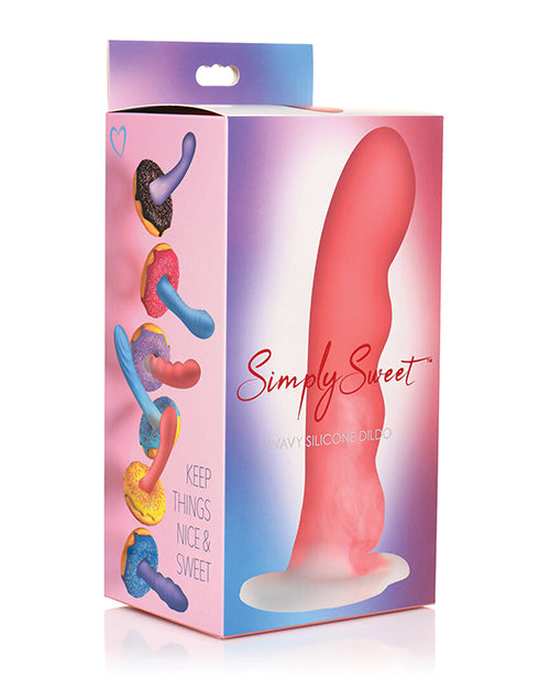 Curve Toys Simply Sweet 7" Wavy Silicone Dildo - Pink/white - LUST Depot