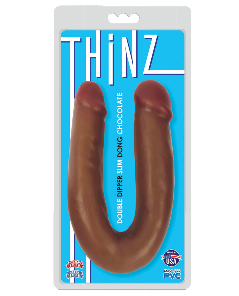 Thinz Double Dipper Slim 13" Dong - Chocolate - LUST Depot