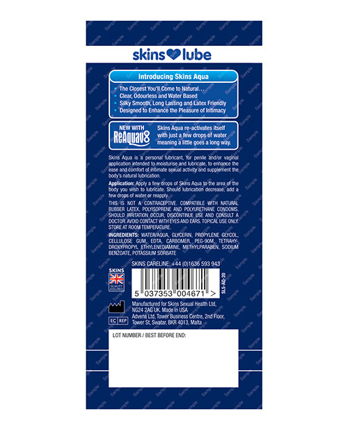 Skins Aqua Water Based Lubricant - 5 Ml Foil - LUST Depot