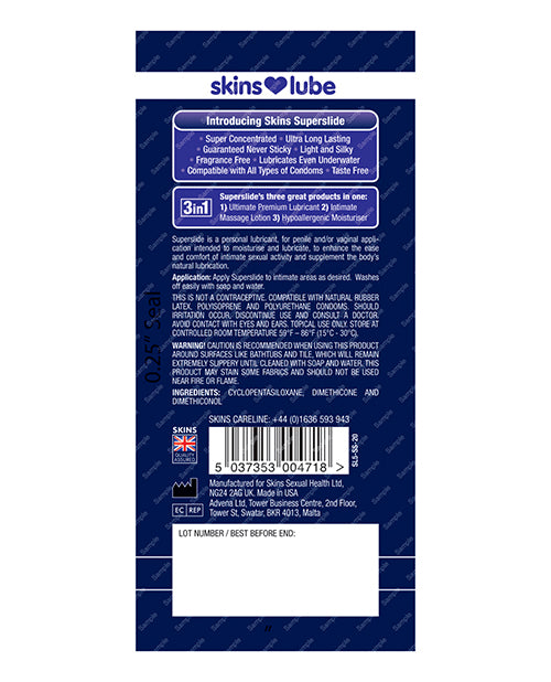 Skins Super Slide Silicone Based Lubricant - 5 Ml Foil - LUST Depot