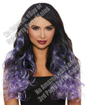 Long Curly Ombre 3 Pc Hair Extensions - Gun Metal-lavender-lilac - LUST Depot