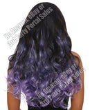 Long Curly Ombre 3 Pc Hair Extensions - Gun Metal-lavender-lilac - LUST Depot