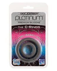 Platinum Silicone C Rings Set - Charcoal - LUST Depot