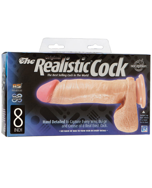 8" Realistic Cock W-balls - White - LUST Depot