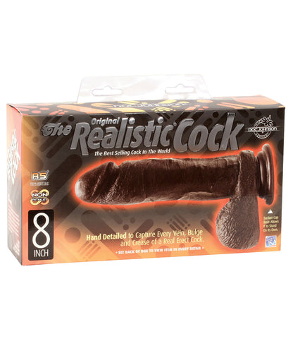 8" Realistic Cock W-balls - Black - LUST Depot